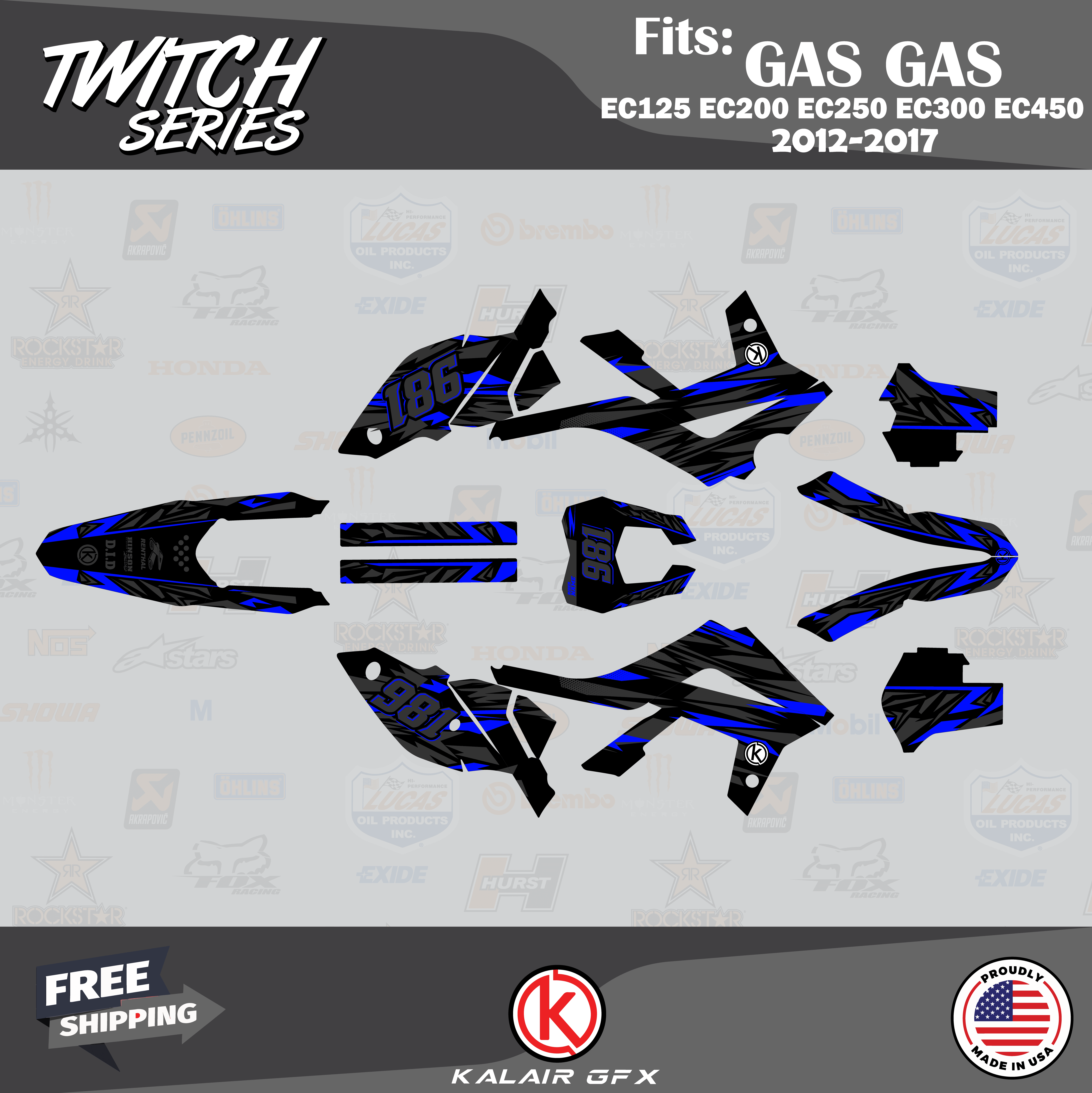 Kalair GFX Graphics Kit for Gasgas EC125 EC200 EC250 EC300 EC450 (2012