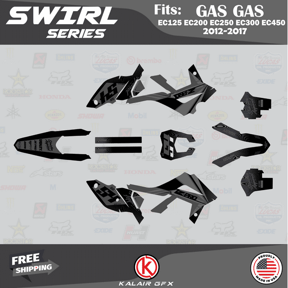 Kalair GFX Graphics Kit for Gasgas EC125,EC200,EC250,EC300, and EC450 (2012-2017) Swirl Series