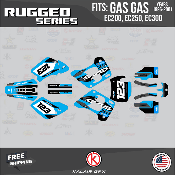 Kalair GFX Graphics Kit for Gasgas EC200,EC250,and EC300 (1996-2001) Rugged Series
