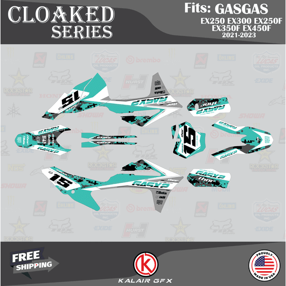 Kalair GFX Graphics Kit for Gasgas EX250, EX300, EX250F, EX350F and EX450F 2021+ Cloaked Series