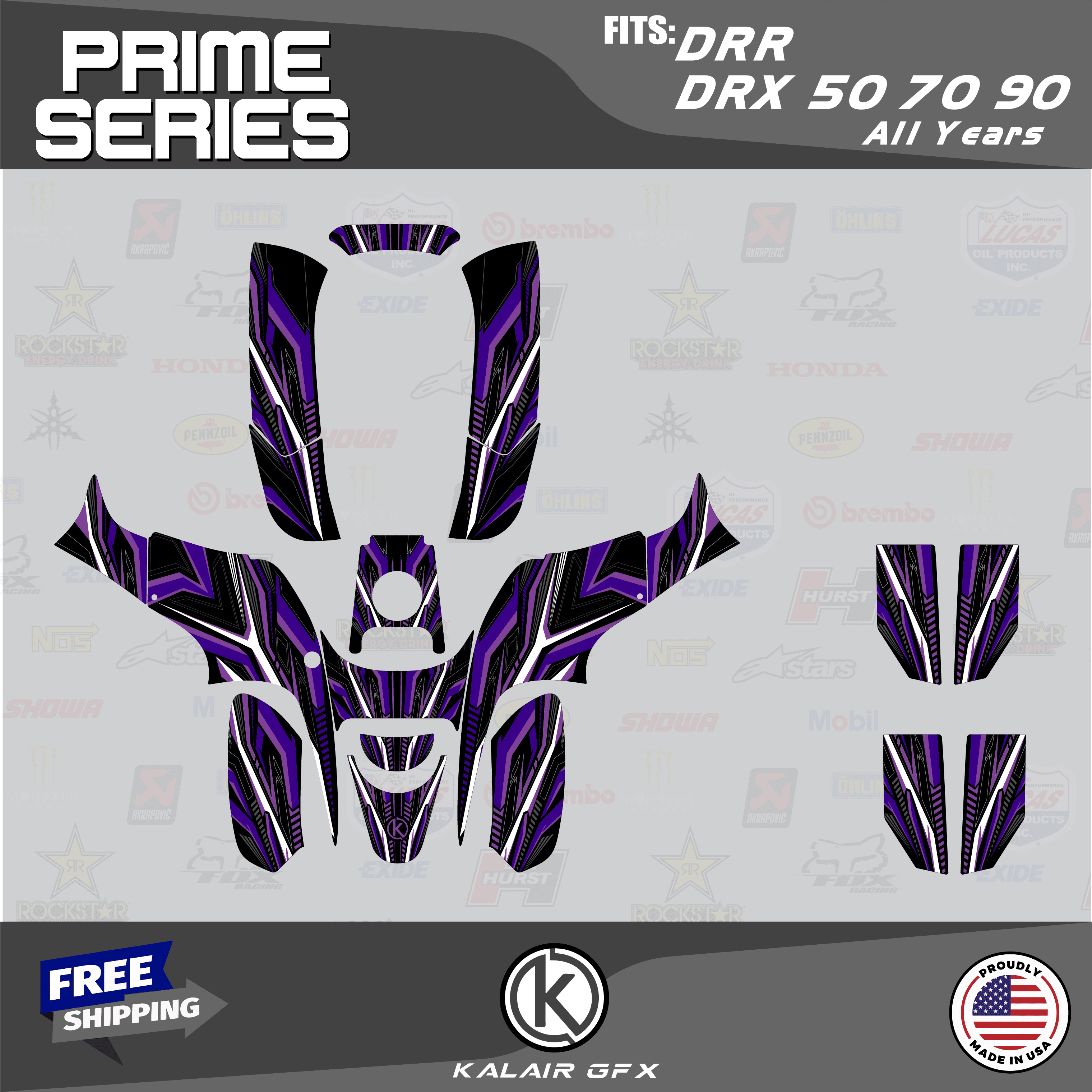Kalair GFX Graphics Kit for Honda ATV DRR DRX50 DRX70 DRX90 (All Years ...