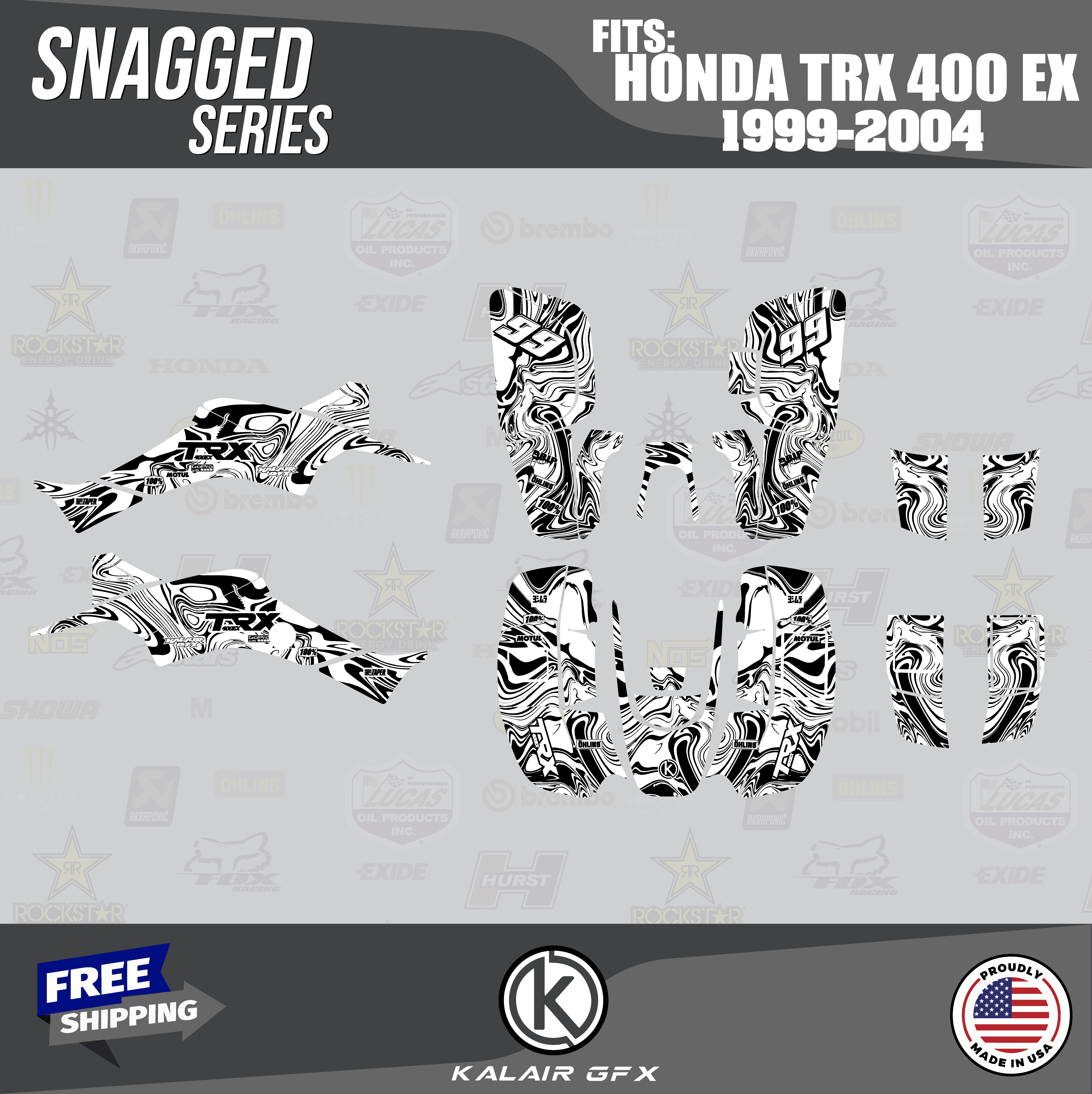 Kalair GFX Graphics Kit for Honda ATV TRX 400EX (1999-2004) Snagged ...