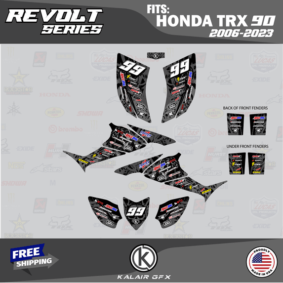 Kalair GFX Graphics Kit for Honda ATV TRX 90 (2006-2023) Revolt Series
