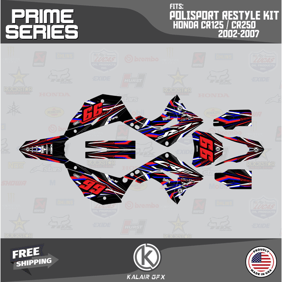 Kalair GFX Graphics Kit for Honda CR125 POLISPORT Restyle (2002-2007) Prime Series