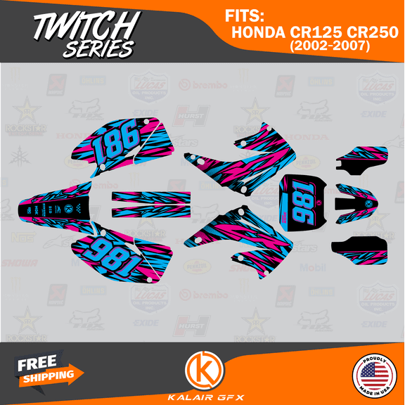 Kalair GFX Graphics Kit for Honda CR250 (2002-2007) Twitch Series