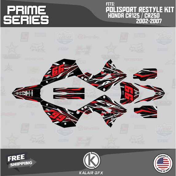 Kalair GFX Graphics Kit for Honda CR250 POLISPORT Restyle (2002-2007) Prime Series