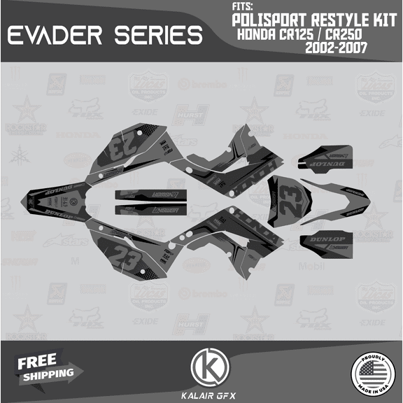 Kalair GFX Graphics Kit for Honda CR250 Polisport (2002-2007) Evader Series