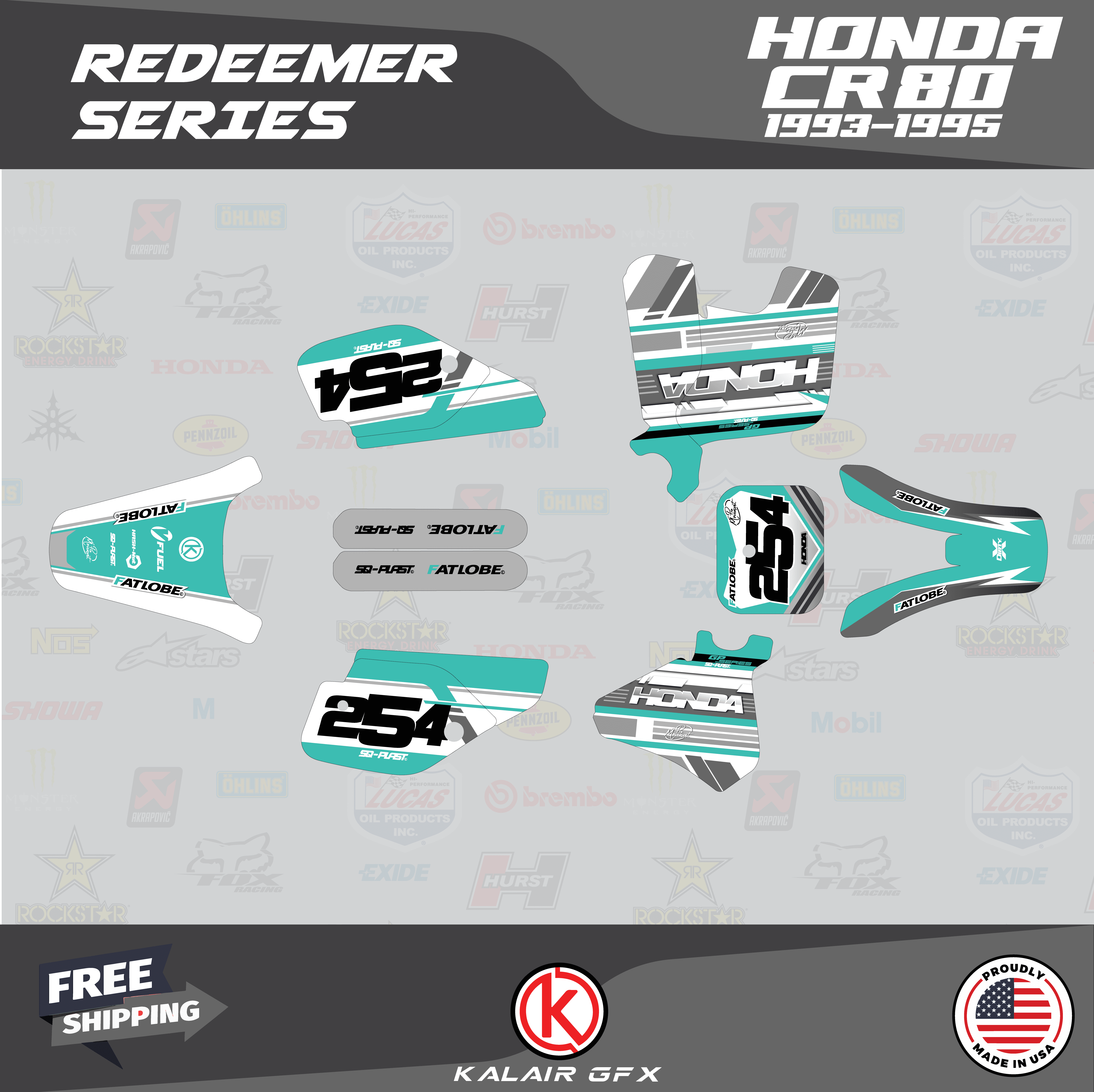 Kalair GFX Graphics Kit for Honda CR80 (1993-1995) Redeemer Series
