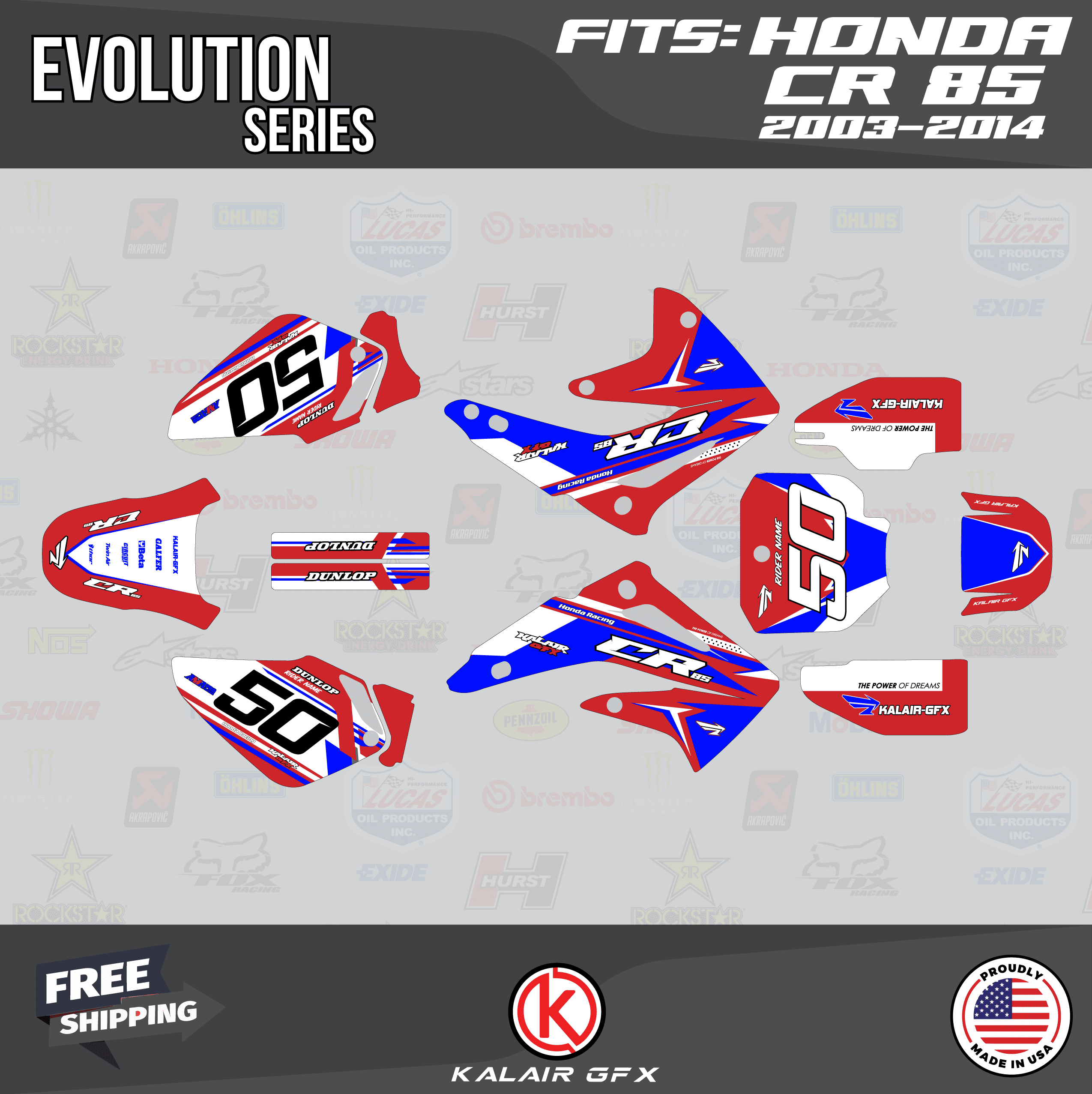 Best Attractive Honda CR85 (2003-2014) Evo Series Graphics Kit In