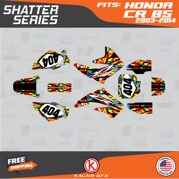 Kalair GFX Graphics Kit for Honda CR85 (2003-2014) Shatter Series