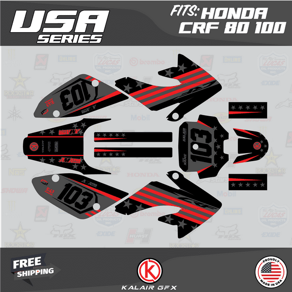 Kalair GFX Graphics Kit for Honda CRF100 (2004-2010) Usa Series