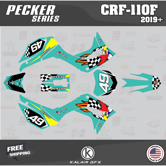 Kalair GFX Graphics Kit for Honda CRF110F (2019-2024) Pecker Series