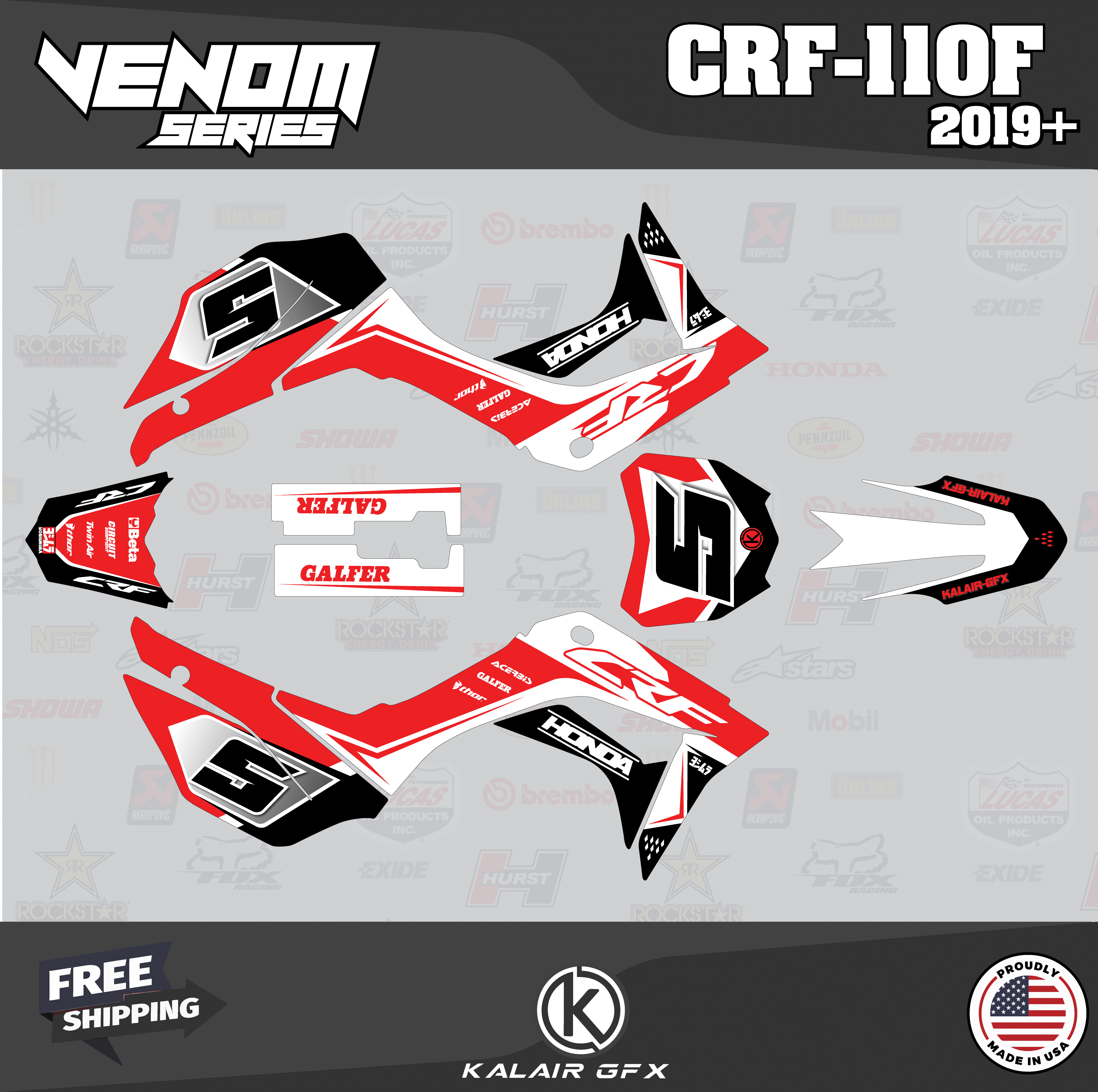 Crf110 Graphics Kit Kalair GFX Graphics Kit For Honda CRF110F (2019 ...
