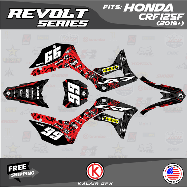 Scarface Sticker Kit Kalair GFX Graphics Kit for Honda CRF125F (2019-2024) Revolt Series ...