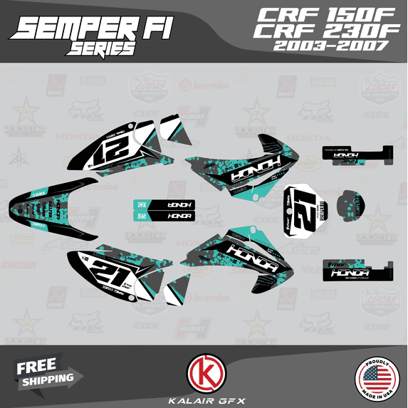 Kalair GFX Graphics Kit for Honda CRF150F (2003-2007) Semperfi Series