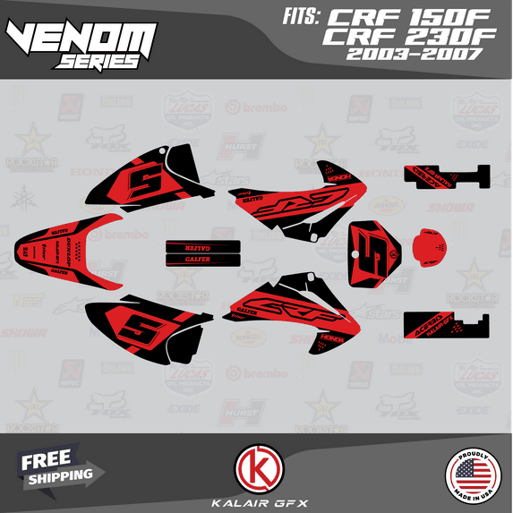 Kalair GFX Graphics Kit for Honda CRF150F (2003-2007) Venom Series