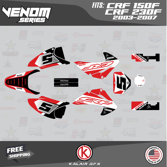 Kalair GFX Graphics Kit for Honda CRF150F (2003-2007) Venom Series