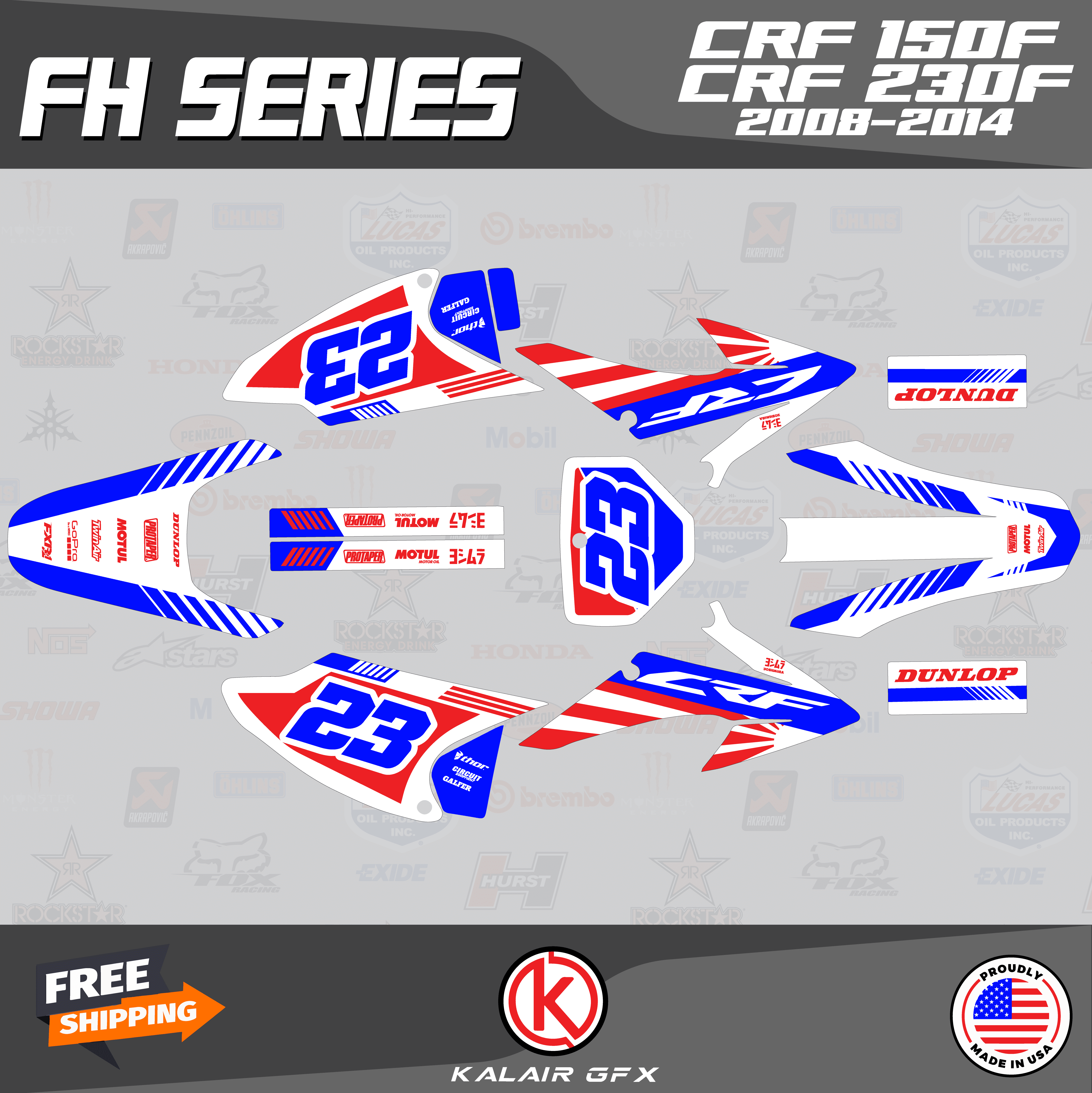 Kalair GFX Graphics Kit for Honda CRF150F (2008-2014) Fh Series ...