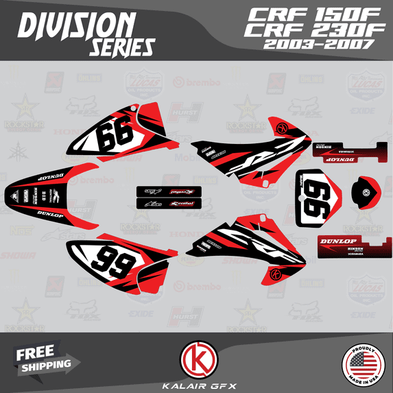 Kalair GFX Graphics Kit for Honda CRF230F (2003-2007) Division Series