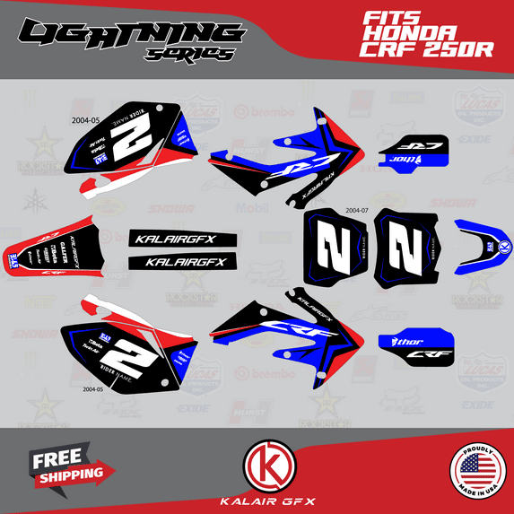 Kalair GFX Graphics Kit for Honda CRF250R (2004-2005) Lightning Series