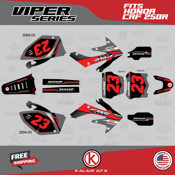 Kalair GFX Graphics Kit for Honda CRF250R (2004-2005) Viper Series