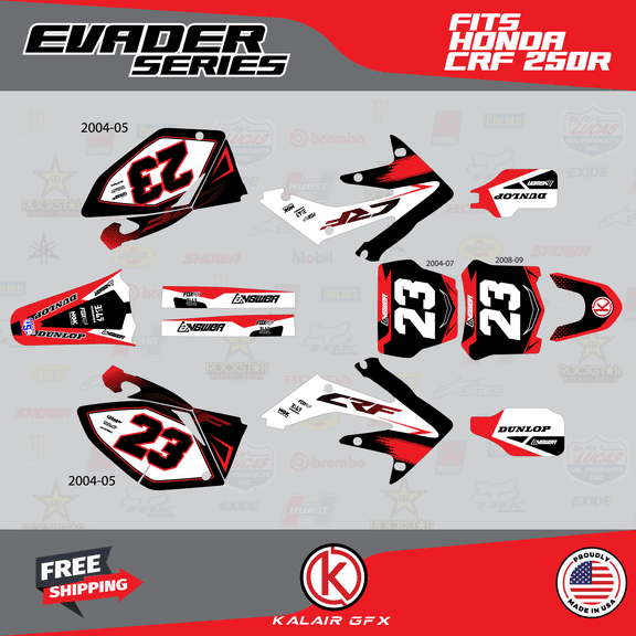 Kalair GFX Graphics Kit for Honda CRF250R (2006-2007) Evader Series