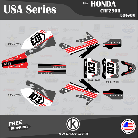 Kalair GFX Graphics Kit for Honda CRF250R (2006-2007) Usa Series