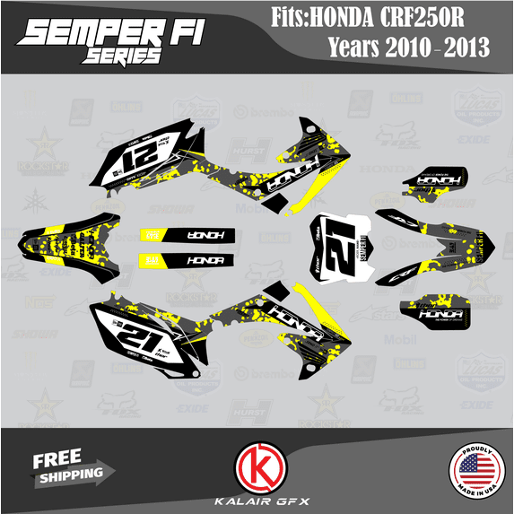 Kalair GFX Graphics Kit for Honda CRF250R (2010-2013) Semperfi Series