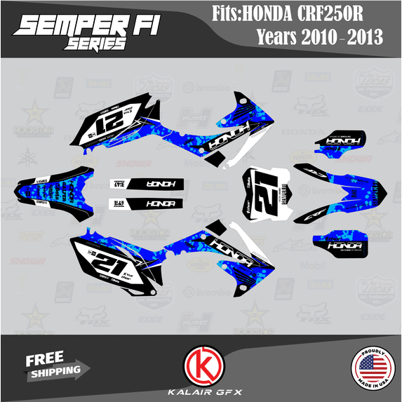 Kalair GFX Graphics Kit for Honda CRF250R (2010-2013) Semperfi Series