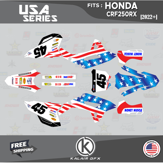 Kalair GFX Graphics Kit for Honda CRF250RX (2022+) Usa Series