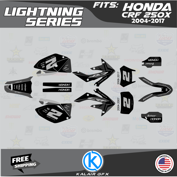 Kalair GFX Graphics Kit for Honda CRF250X ENDURO (2004-2007) Lightning Series