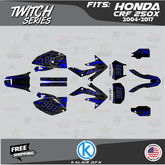 Kalair GFX Graphics Kit for Honda CRF250X ENDURO (2004-2007) Twitch Series