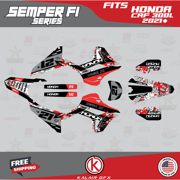 Kalair GFX Graphics Kit for Honda CRF300L (2021+) Semperfi Series