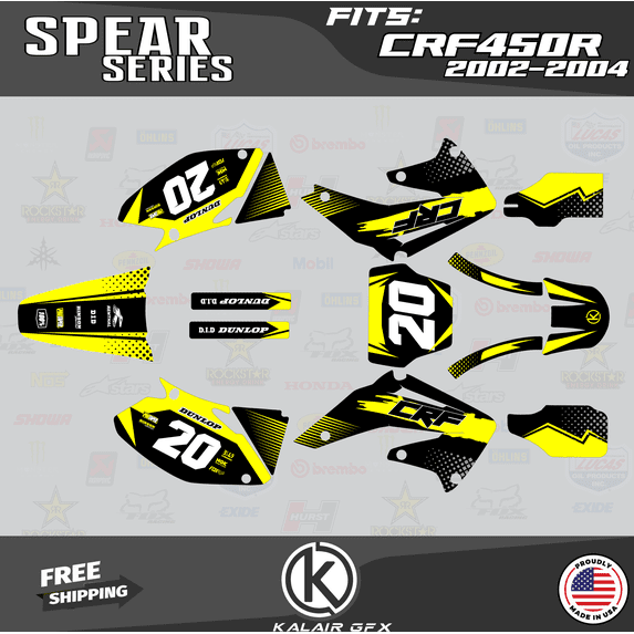 Kalair GFX Graphics Kit for Honda CRF450R (2002-2004) Spear Series