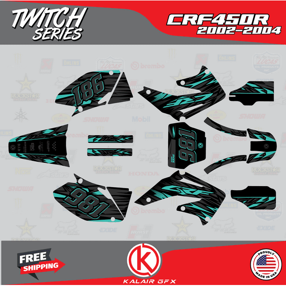 Kalair GFX Graphics Kit for Honda CRF450R (2002-2004) Twitch Series