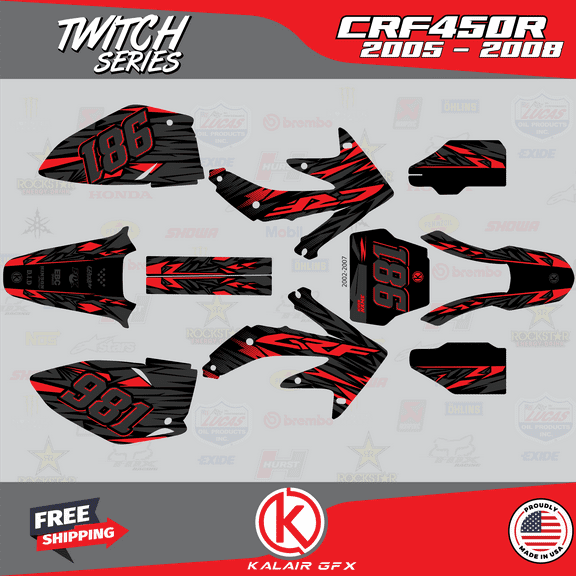Kalair GFX Graphics Kit for Honda CRF450R (2005-2007) Twitch Series