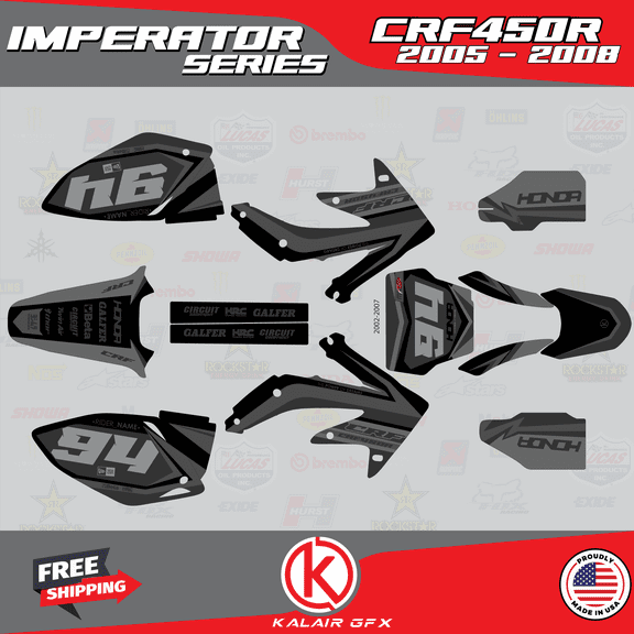 Kalair GFX Graphics Kit for Honda CRF450R (2008) Imperator Series