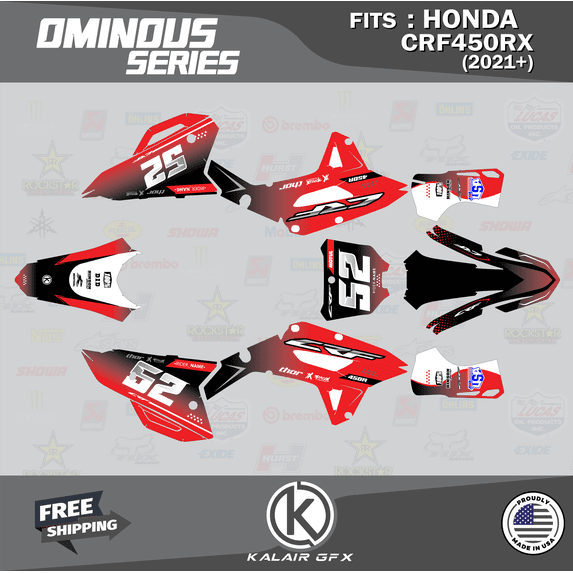 Kalair GFX Graphics Kit for Honda CRF450RX (2021+) Ominous Series