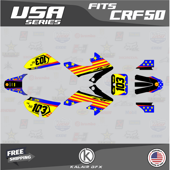 Kalair GFX Graphics Kit for Honda CRF50 (2004-2012) Usa Series