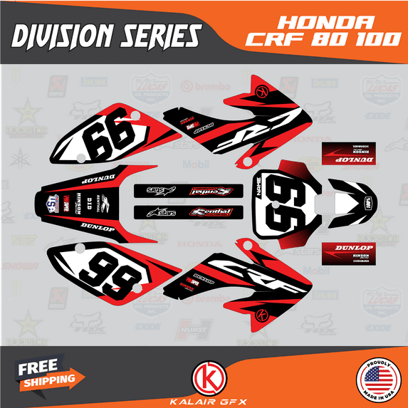 Kalair GFX Graphics Kit for Honda CRF80 (2004-2010) Division Series