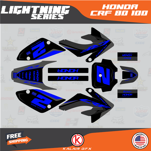Kalair GFX Graphics Kit for Honda CRF80 (2004-2010) Lightning Series