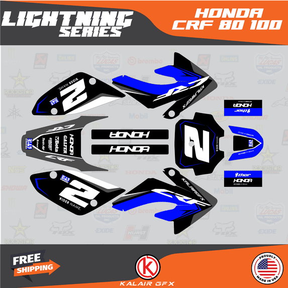 Kalair GFX Graphics Kit for Honda CRF80 (2004-2010) Lightning Series