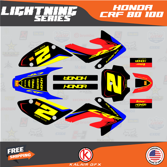 Kalair GFX Graphics Kit for Honda CRF80 (2011-2016) Lightning Series