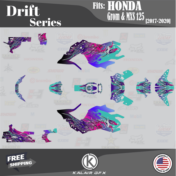 Kalair GFX Graphics Kit for Honda Grom MSX125 (2017-2020) Drift Series