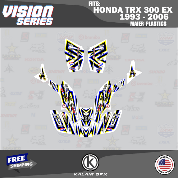 Kalair GFX Graphics Kit for Honda TRX 300EX MAIER PLASTICS (1993-2006) Vision Series