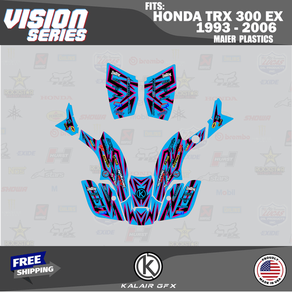 Kalair GFX Graphics Kit for Honda TRX 300EX MAIER PLASTICS (1993-2006) Vision Series