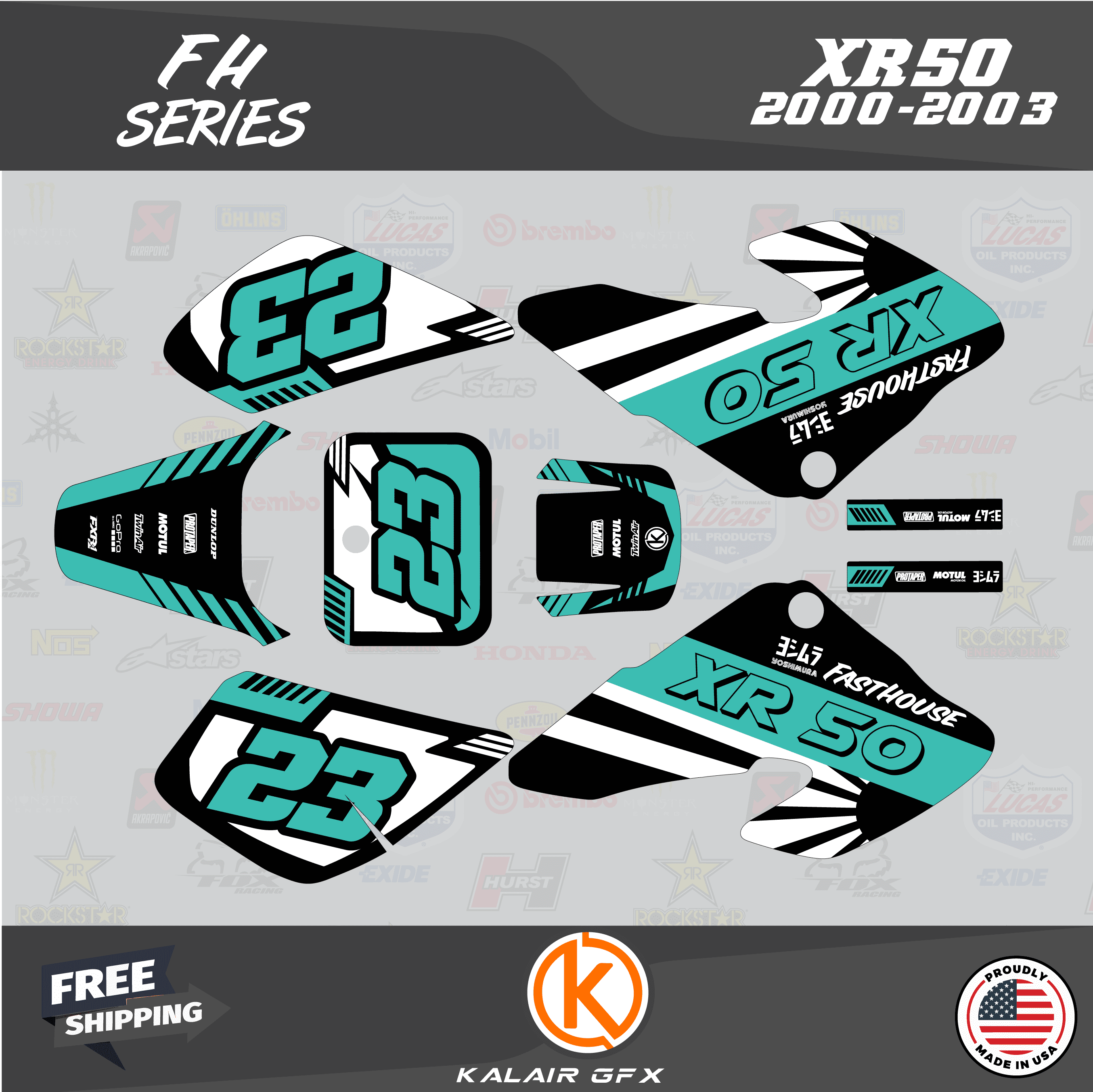Kalair GFX Graphics Kit for Honda XR50 (20002003) Fh Series