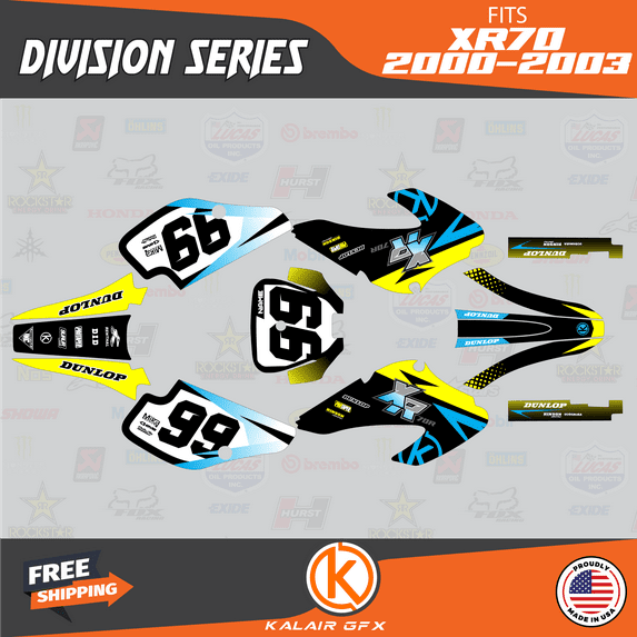 Kalair GFX Graphics Kit for Honda XR70 (2001-2003) Division Series