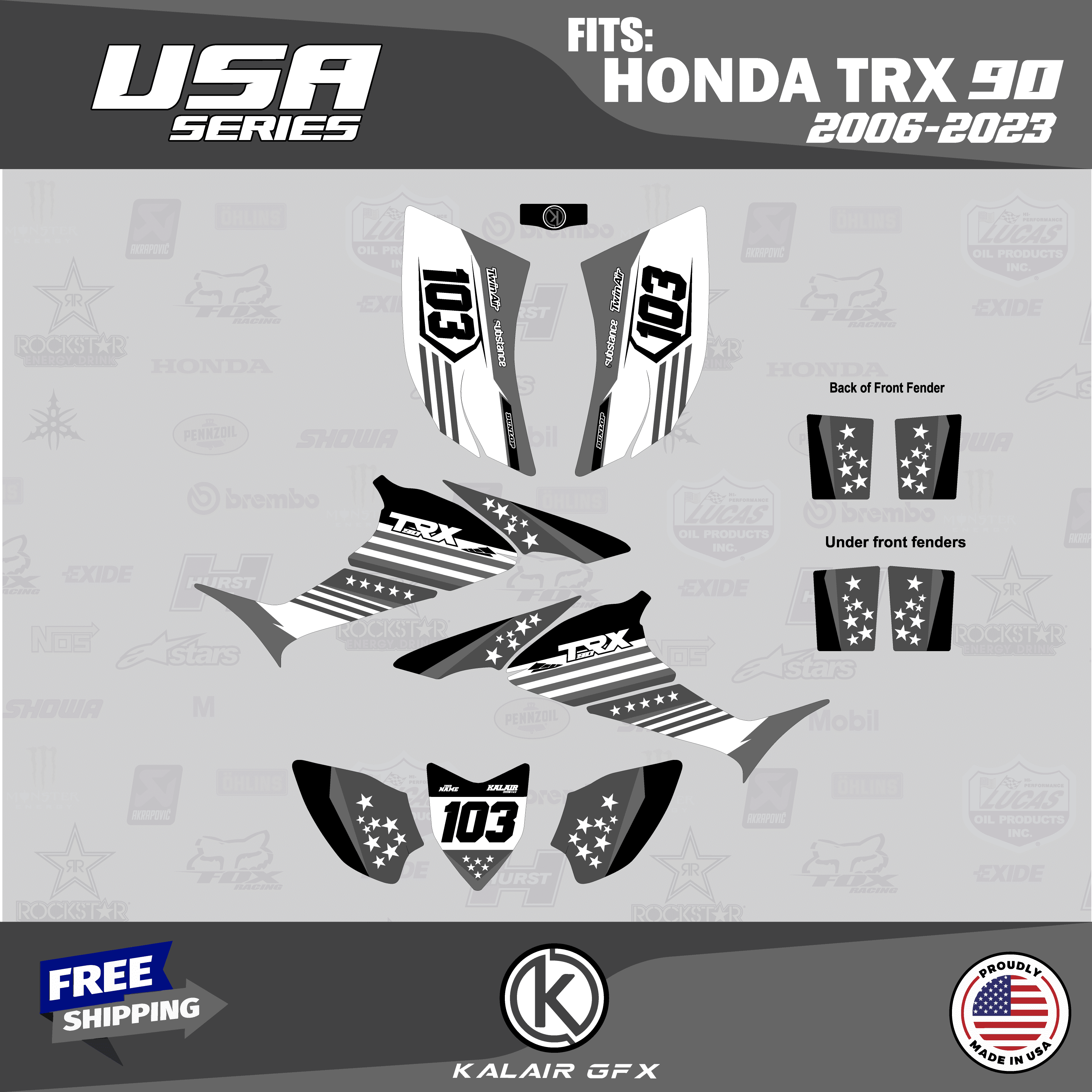Kalair GFX Graphics Kit for Honda XR70 (2001-2003) Predator Series ...