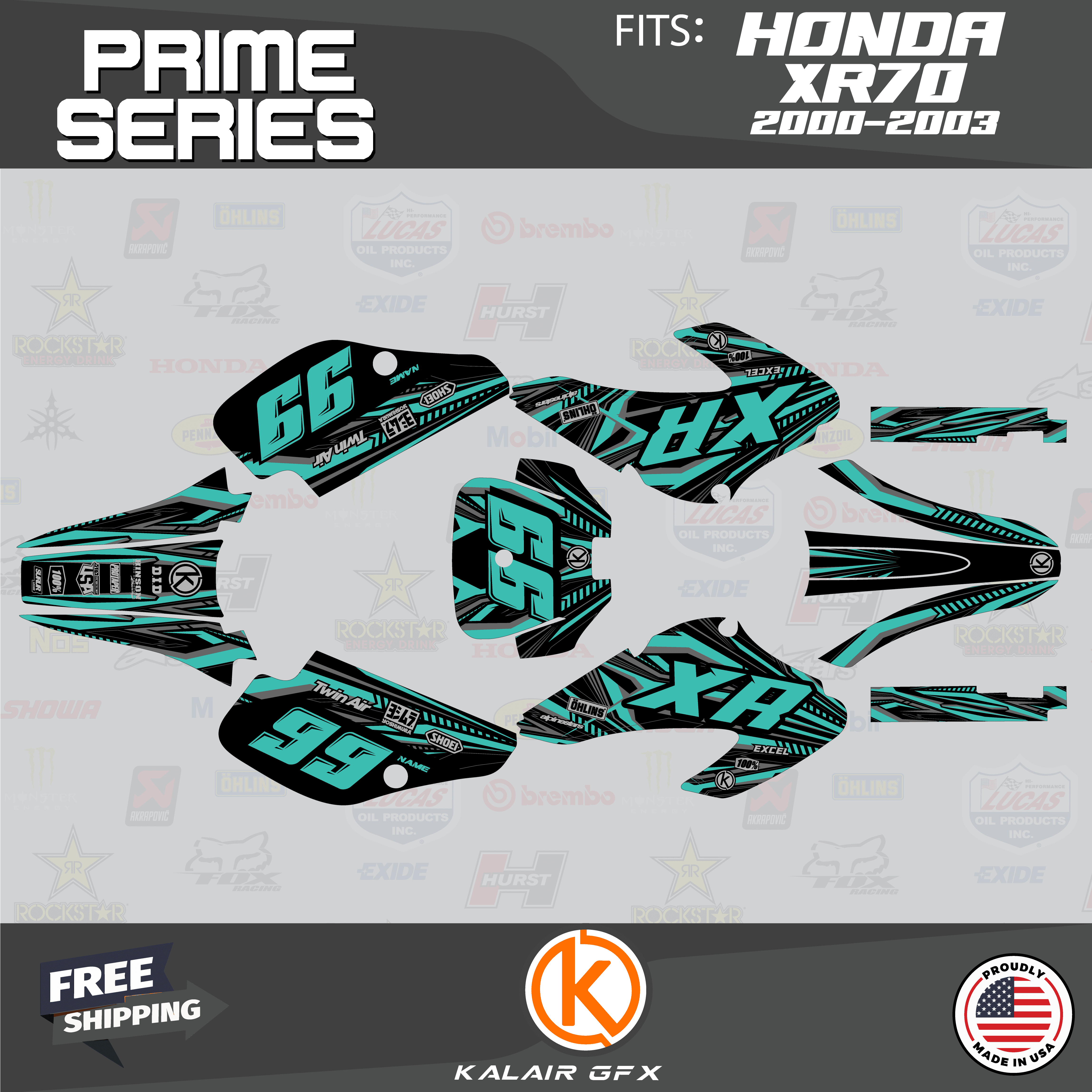 Kalair GFX Graphics Kit for Honda XR70 (20012003) Prime Series